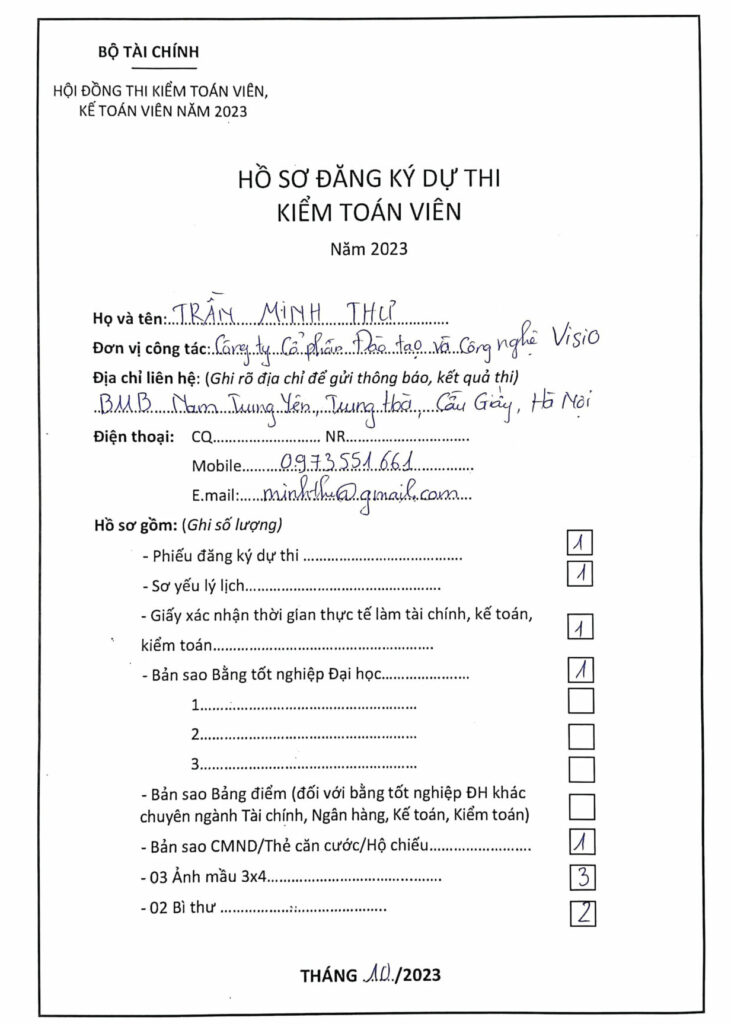  Hướng dẫn hoàn thiện hồ sơ đăng ký dự thi CPA, APC năm 2023 cho thí sinh đăng ký lần đầu