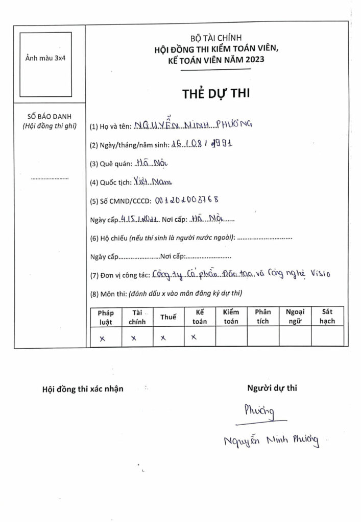  Hướng dẫn hoàn thiện hồ sơ đăng ký dự thi kế toán viên năm 2023 cho thí sinh đăng ký lần đầu