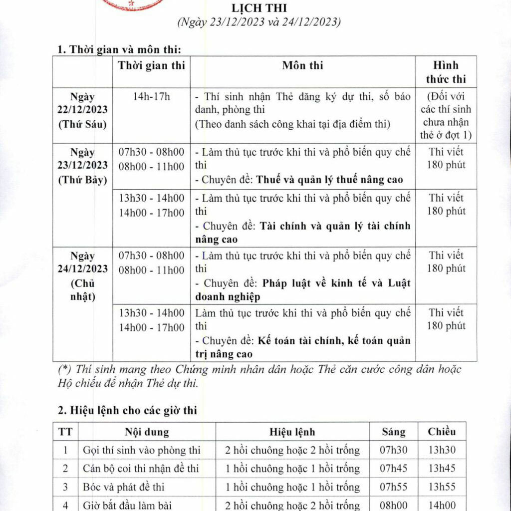 ịch thi CPA 2023 theo thông báo từ Bộ Tài chính