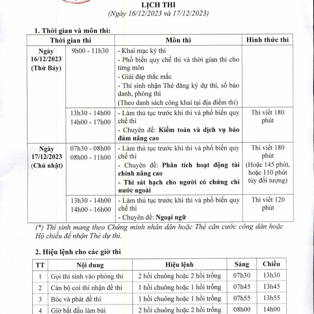 Lịch thi CPA 2023 theo thông báo từ Bộ Tài chính